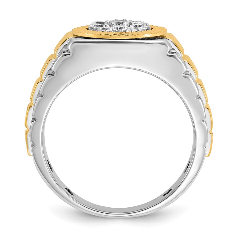 IBGoodman 14k Two-Tone 1/2 carat Lab Grown Diamond VS/SI+ G+ Complete Ribbed Men's Cluster Ring