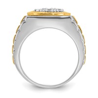 IBGoodman 14K Two-Tone 1 Carat Lab Grown Diamond VS SI+ G+ Complete Ribbed Men's Cluster Ring view 2