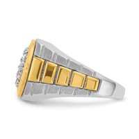 IBGoodman 14K Two-Tone 1 Carat Lab Grown Diamond VS SI+ G+ Complete Ribbed Men's Cluster Ring view 3