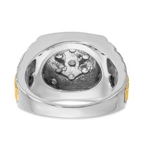 IBGoodman 14K Two-Tone 1 Carat Lab Grown Diamond VS SI+ G+ Complete Ribbed Men's Cluster Ring view 5