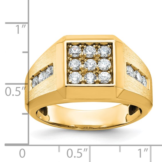 IBGoodman 10k Men's Polished and Satin 1 Carat A Quality Diamond Square Cluster Ring