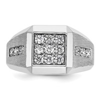 IBGoodman 14K White Gold 1 Carat Lab Grown Diamond VS SI+ G+ Complete Square Cluster Men's Ring view 4