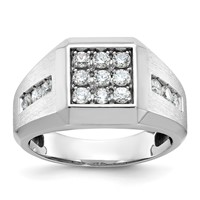 IBGoodman 14K White Gold 1 Carat Lab Grown Diamond VS SI+ G+ Complete Square Cluster Men's Ring view 1