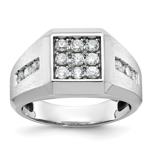 IBGoodman 14K White Gold 1 Carat Lab Grown Diamond VS SI+ G+ Complete Square Cluster Men's Ring