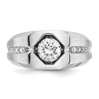 IBGoodman 14K White Gold 1.20 Carat Lab Grown Diamond VS SI+ G+ Complete Polished and Satin Men's Ring view 4