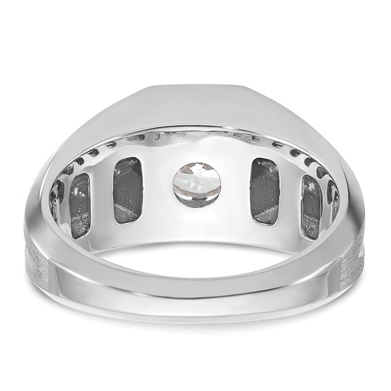 IBGoodman 14k White Gold 1 1/5 carat Lab Grown Diamond VS/SI+ G+ Complete Polished and Satin Men's Ring
