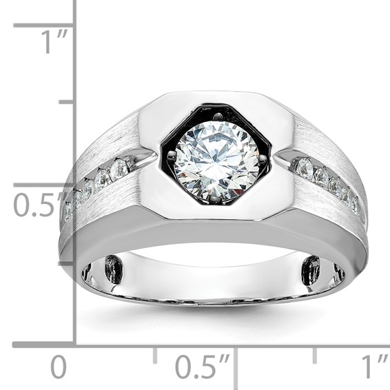 IB Goodman 14k White Gold Mens Polished and Satin 1/5 carat Diamond Semi-mount Ring