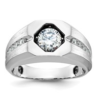 IBGoodman 14K White Gold 1.20 Carat Lab Grown Diamond VS SI+ G+ Complete Polished and Satin Men's Ring view 1