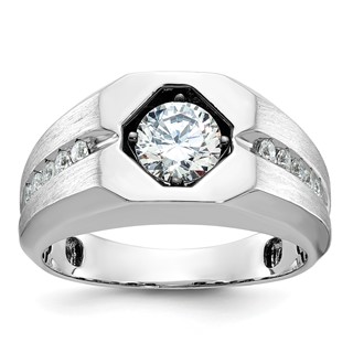 IB Goodman 14k White Gold Mens Polished and Satin 1/5 carat Diamond Semi-mount Ring