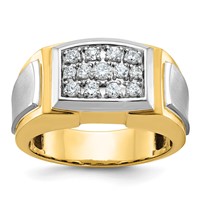 IBGoodman 14K Ring with White Rhodium 0.50 Carat Lab Grown Diamond VS SI+ G+ Complete Polished and Satin Cluster view 1