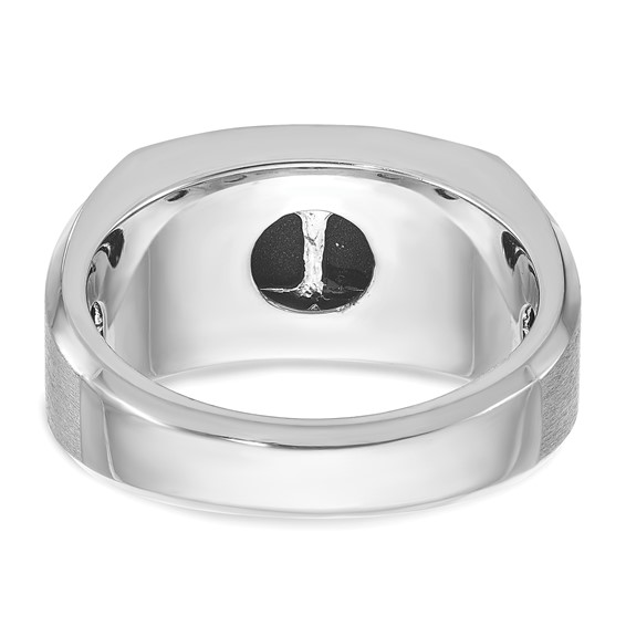 IB Goodman 14k White Gold Mens Satin Rectangle Onyx and 1/15 carat Diamond Complete Ring