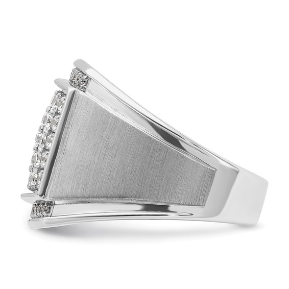 14k White Gold IBGoodman Men's Polished & Satin Diamond Cluster Ring
