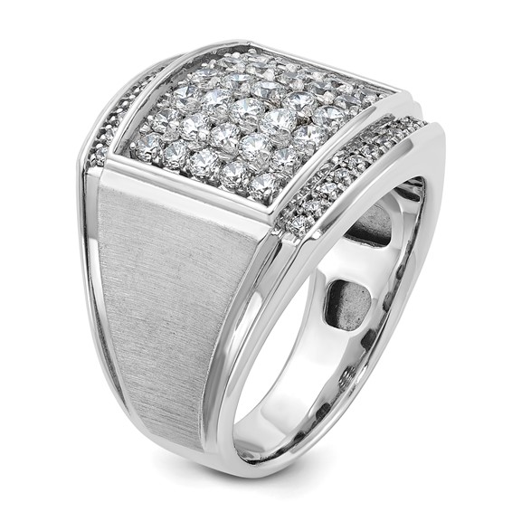 14k White Gold IBGoodman Men's Polished & Satin Diamond Cluster Ring