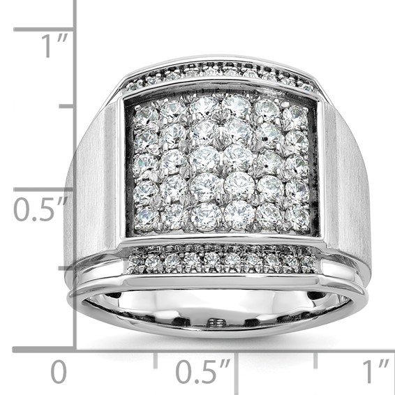 IB Goodman 14k White Gold Mens Polished and Satin 1.5 Carat AA Quality Diamond Cluster Ring