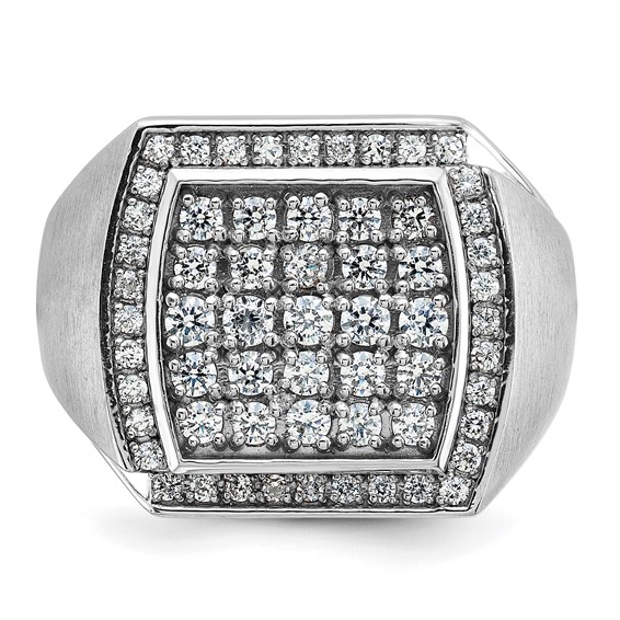 10k White Gold IBGoodman Men's Polished & Satin Cluster Ring Mounting