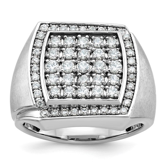 10k White Gold IBGoodman Men's Polished & Satin Cluster Ring Mounting