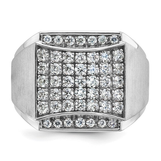 IB Goodman 14k White Gold Mens Polished and Satin Cluster Ring Mounting