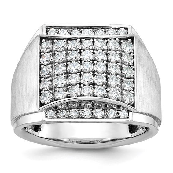IB Goodman 14k White Gold Mens Polished and Satin Cluster Ring Mounting