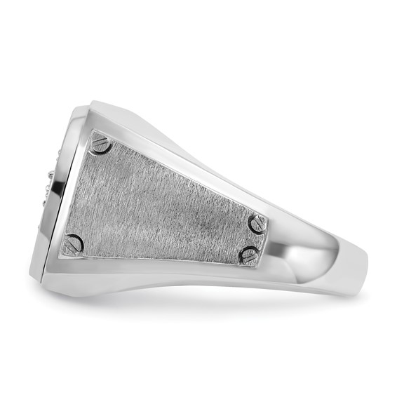 IB Goodman 14k White Gold Mens Polished and Satin 3/4 Carat AA Diamond Round Cluster Halo Ring