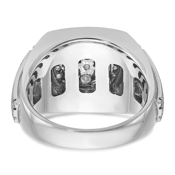 IB Goodman 14k White Gold Mens Polished and Satin 3/4 Carat AA Diamond Round Cluster Halo Ring