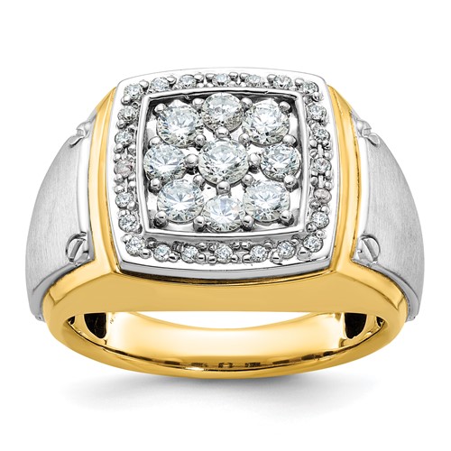 IBGoodman 10k Two-tone Men's Polished and Satin Square Cluster Ring Mounting