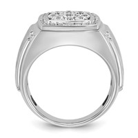 IBGoodman 14K White Gold 1 Carat Lab Grown Diamond VS SI+ G+ Complete Men's Polished and Satin Cluster Ring view 2