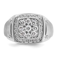 IBGoodman 14K White Gold 1 Carat Lab Grown Diamond VS SI+ G+ Complete Men's Polished and Satin Cluster Ring view 4