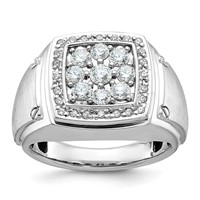 IBGoodman 14K White Gold 1 Carat Lab Grown Diamond VS SI+ G+ Complete Men's Polished and Satin Cluster Ring view 1