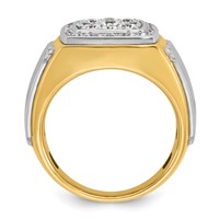 IBGoodman 14K Two Tone 1 Carat Lab Grown Diamond VS SI+ G+ Complete Men's Polished and Satin Cluster Ring view 2