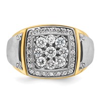 IBGoodman 14K Two Tone 1 Carat Lab Grown Diamond VS SI+ G+ Complete Men's Polished and Satin Cluster Ring view 4