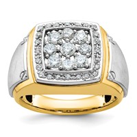 IBGoodman 14K Two Tone 1 Carat Lab Grown Diamond VS SI+ G+ Complete Men's Polished and Satin Cluster Ring view 1