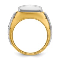 IBGoodman 14K Two Tone 1 Carat Lab Grown Diamond VS SI+ G+ Complete Men's Polished and Satin Cluster Ring view 2