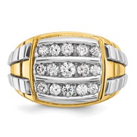 IBGoodman 14K Two Tone 1 Carat Lab Grown Diamond VS SI+ G+ Complete Men's Polished and Satin Cluster Ring view 4