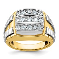IBGoodman 14K Two Tone 1 Carat Lab Grown Diamond VS SI+ G+ Complete Men's Polished and Satin Cluster Ring view 1