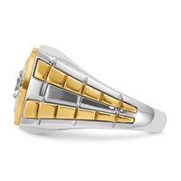 IBGoodman 14K Two Tone 1 Carat Lab Grown Diamond VS SI+ G+ Complete Polished Satin and Textured Men's Ring view 3