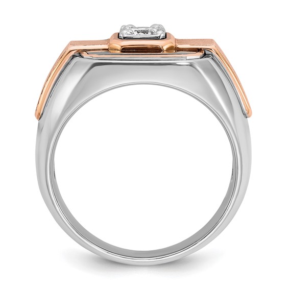 IBGoodman 14k White and Rose Gold with Black Rhodium Men's Polished and Satin 1/3 Carat AA Quality Diamond Ring