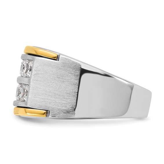 IBGoodman 14k Two-tone Men's Polished and Satin 2-Row 2 Carat AA Quality Princess-cut Diamond Ring