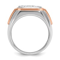 IBGoodman 14K Two Tone Rose and White Gold 1 Carat Lab Grown Diamond VS SI+ G+ Complete Cluster Men's Ring view 2