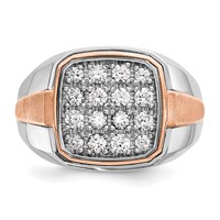 IBGoodman 14K Two Tone Rose and White Gold 1 Carat Lab Grown Diamond VS SI+ G+ Complete Cluster Men's Ring view 4