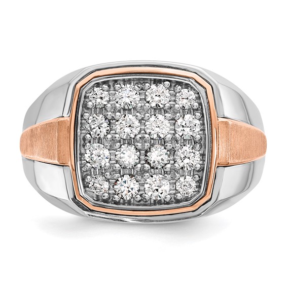 14k White Gold IBGoodman Men's Polished/Satin Dia Cluster Ring