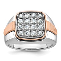 IBGoodman 14K Two Tone Rose and White Gold 1 Carat Lab Grown Diamond VS SI+ G+ Complete Cluster Men's Ring view 1