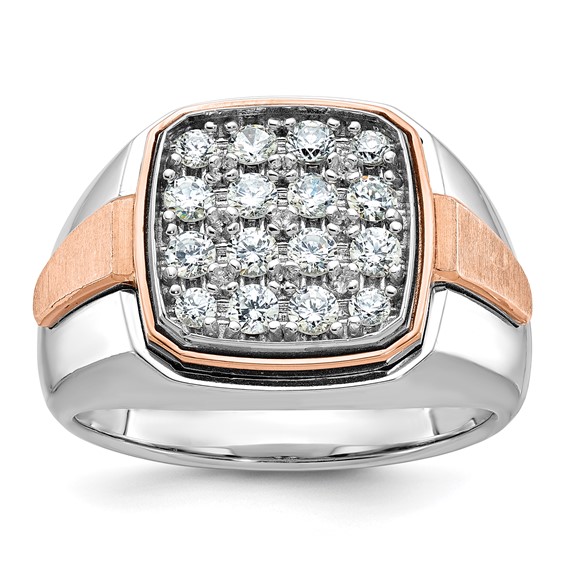 14k White Gold IBGoodman Men's Polished/Satin Dia Cluster Ring