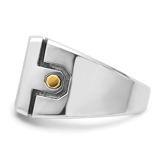 IBGoodman 14k Two-tone with Black Rhodium Men's Polished and Grooved 5-Row 1 3/4 Carat AA Quality Diamond Cluster Ring