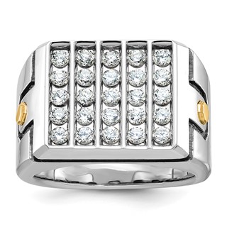 IBGoodman 10k Two-tone with Black Rhodium Men's Polished and Grooved 5-Row 1 3/4 Carat A Quality Diamond Cluster Ring