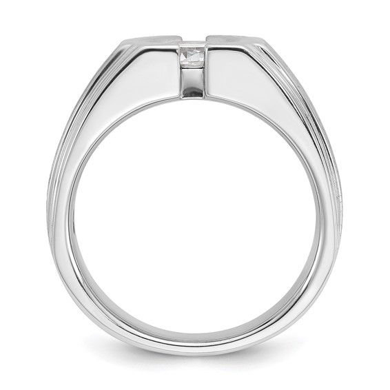 14k White Gold IBGoodman Men's Polished/Satin Lab Grown VS/SI+ G+ Dia Ring