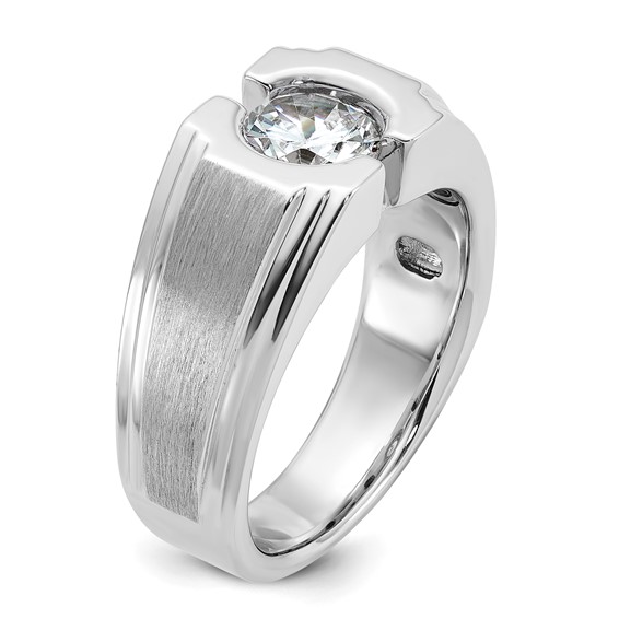 14k White Gold IBGoodman Men's Polished/Satin Lab Grown VS/SI+ G+ Dia Ring
