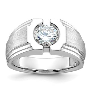 14k White Gold IBGoodman Men's Polished/Satin Lab Grown VS/SI+ G+ Dia Ring