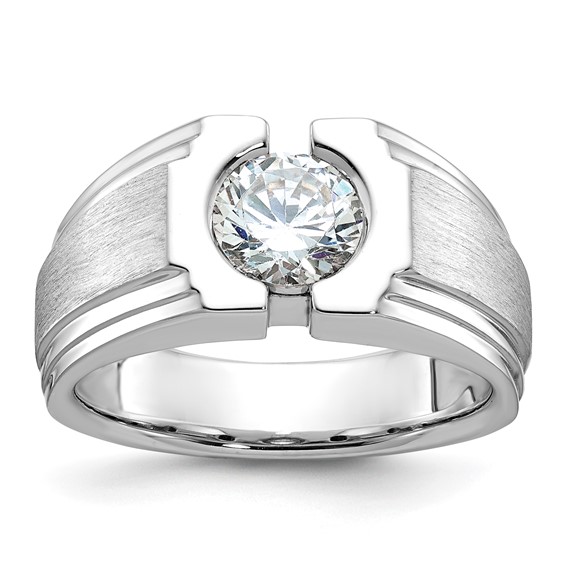 14k White Gold IBGoodman Men's Polished/Satin Lab Grown VS/SI+ G+ Dia Ring