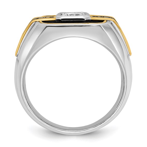IBGoodman 14k Two-tone with Black Rhodium Men's Polished and Satin Black and White 1/4 Carat AA Quality Diamond Ring