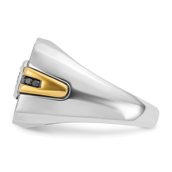 IBGoodman 14k Two-tone with Black Rhodium Men's Polished and Satin Black and White 1/4 Carat AA Quality Diamond Ring